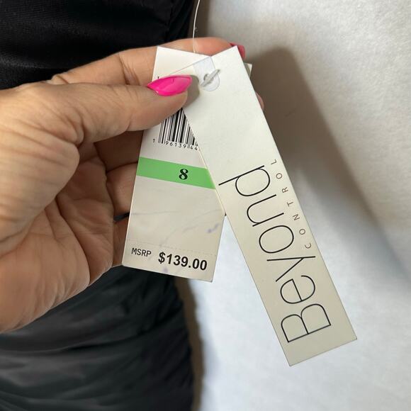 NWT Beyond Control Black Draped V-Neck Swimdress One-Piece – Size 8 - Picture 13 of 15